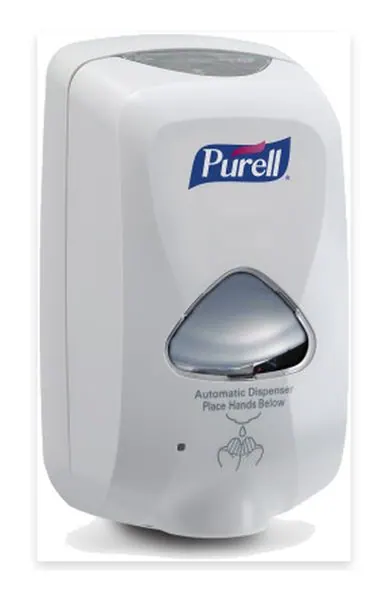 PURELL TFX Dispenser – Touch-free wall-mount hand sanitizer dispenser with sight window for refill level.