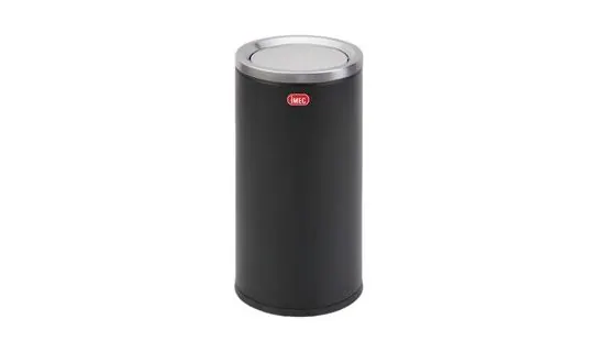 BR1529F Black Powder Coated Round Bin with Flip Top – Recycle bins