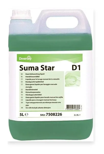 Suma Star D1 – Suma Star D1 premium concentrated hand dishwashing liquid.